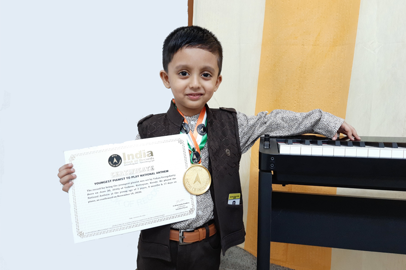 Yohan awarded Youngest ianist to play national anthem by India Book of Records